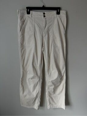 Pilcro Womens White Corduroy Utility Pants Size 32 Straight Leg Carpenter Anthro